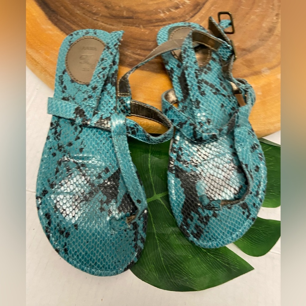 Zara turquoise Snakeskin Sandals